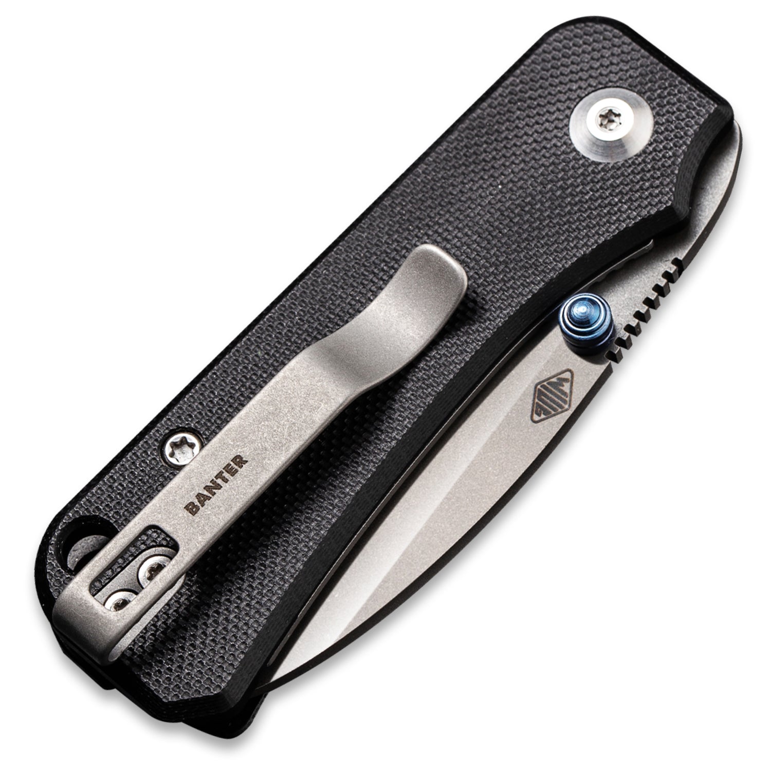 Baby Banter Pocket Knife - Black G10 - Gray Stonewash Nitro V - Back Closed