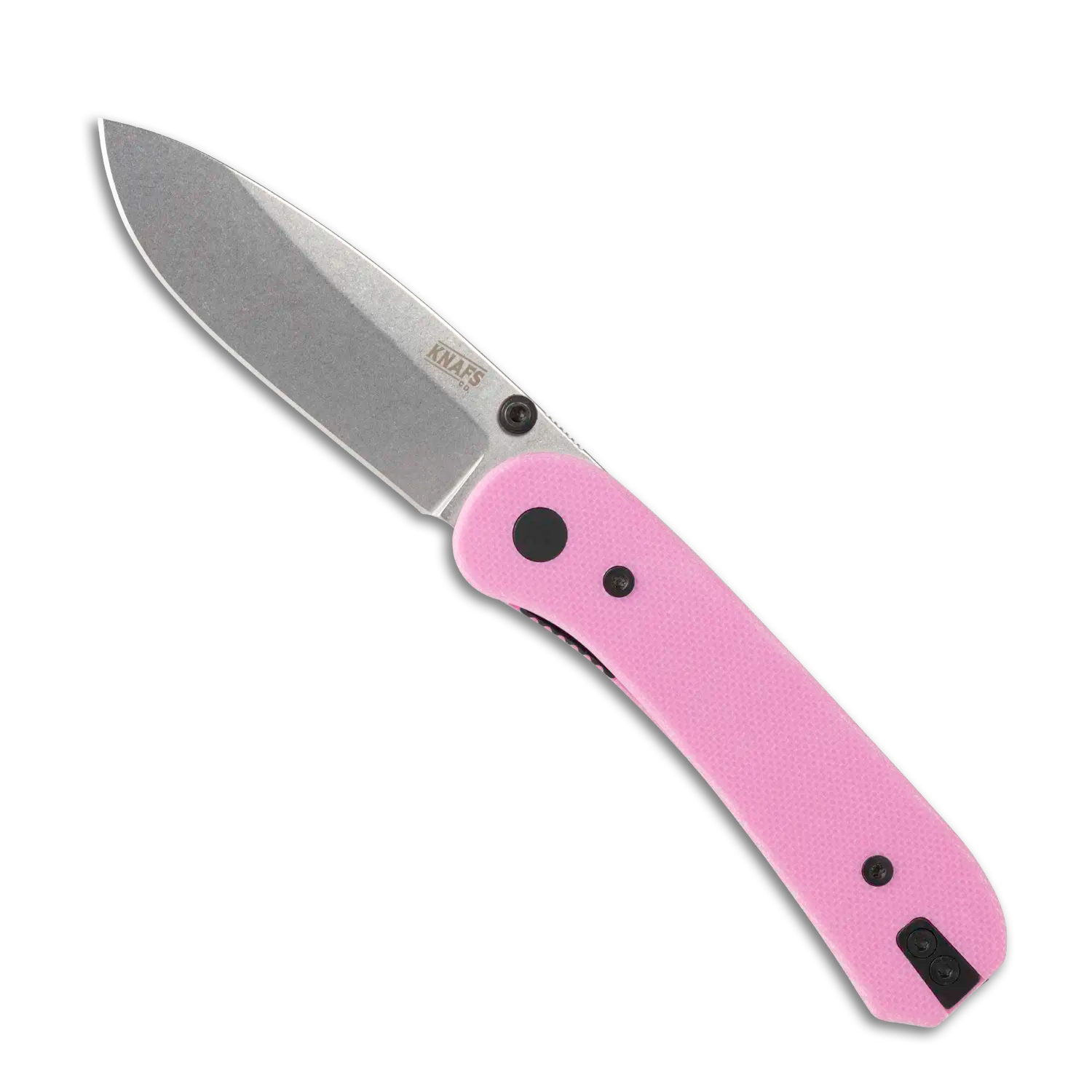 Lander 1 Pocket Knife - Gray Stonewash Blade - Pink  G10 Handles - Open Front