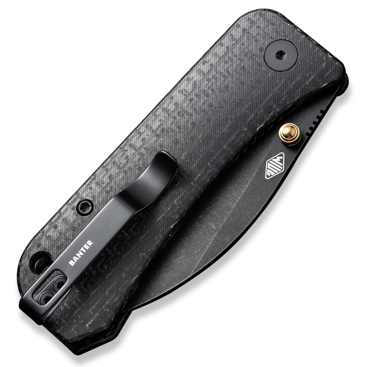 Banter Pocket Knife - Black Micarta - Black Stonewash S35VN Wharncliffe