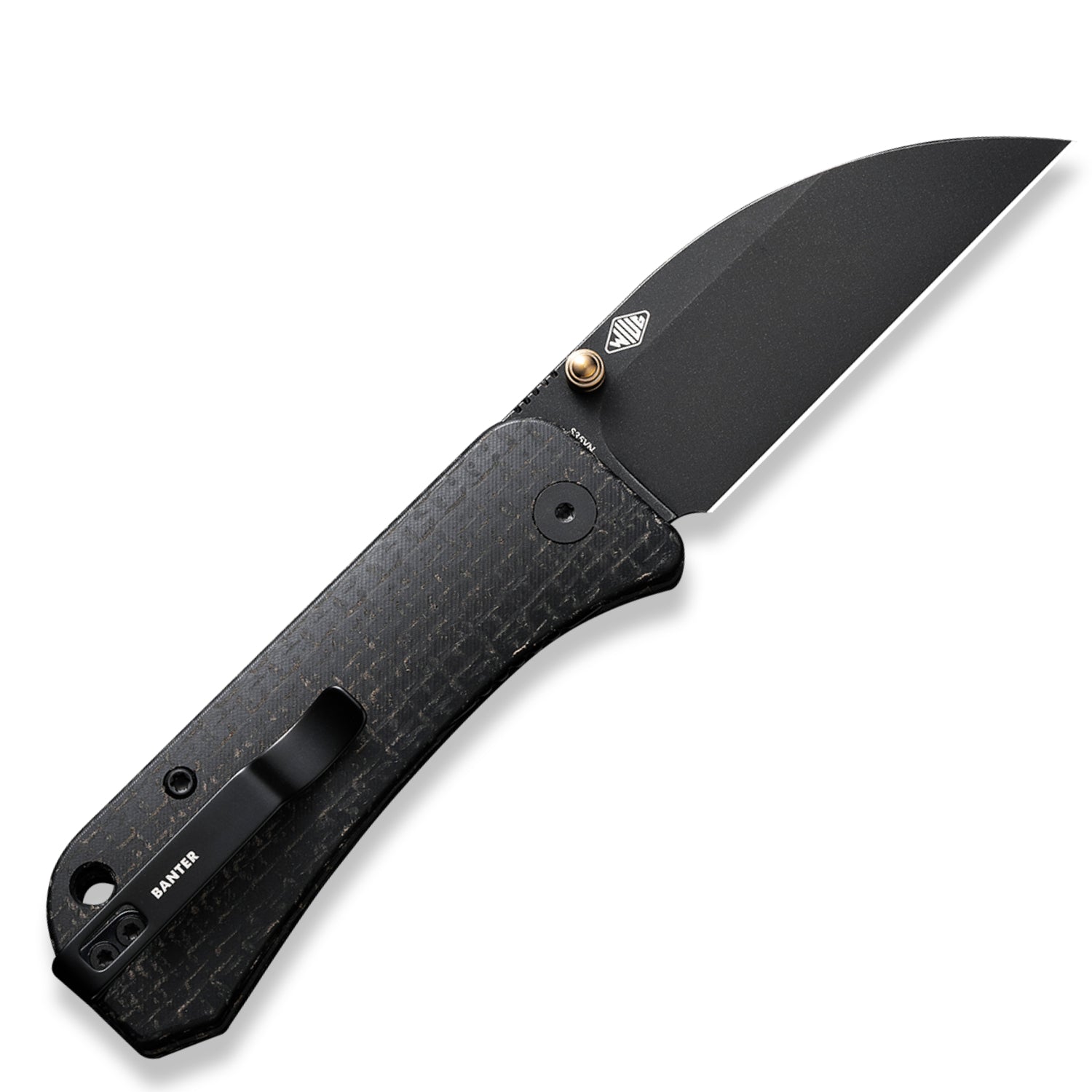 Banter Pocket Knife - Black Micarta - Black Stonewash S35VN Wharncliffe