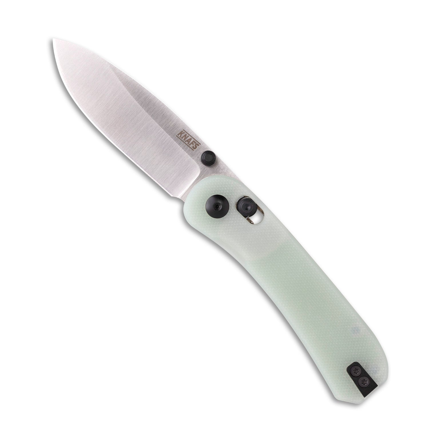 Lander 3 Pocket Knife - Flat G10 Scales - Pre-Built - Gray Stonewash - Natural Handle 