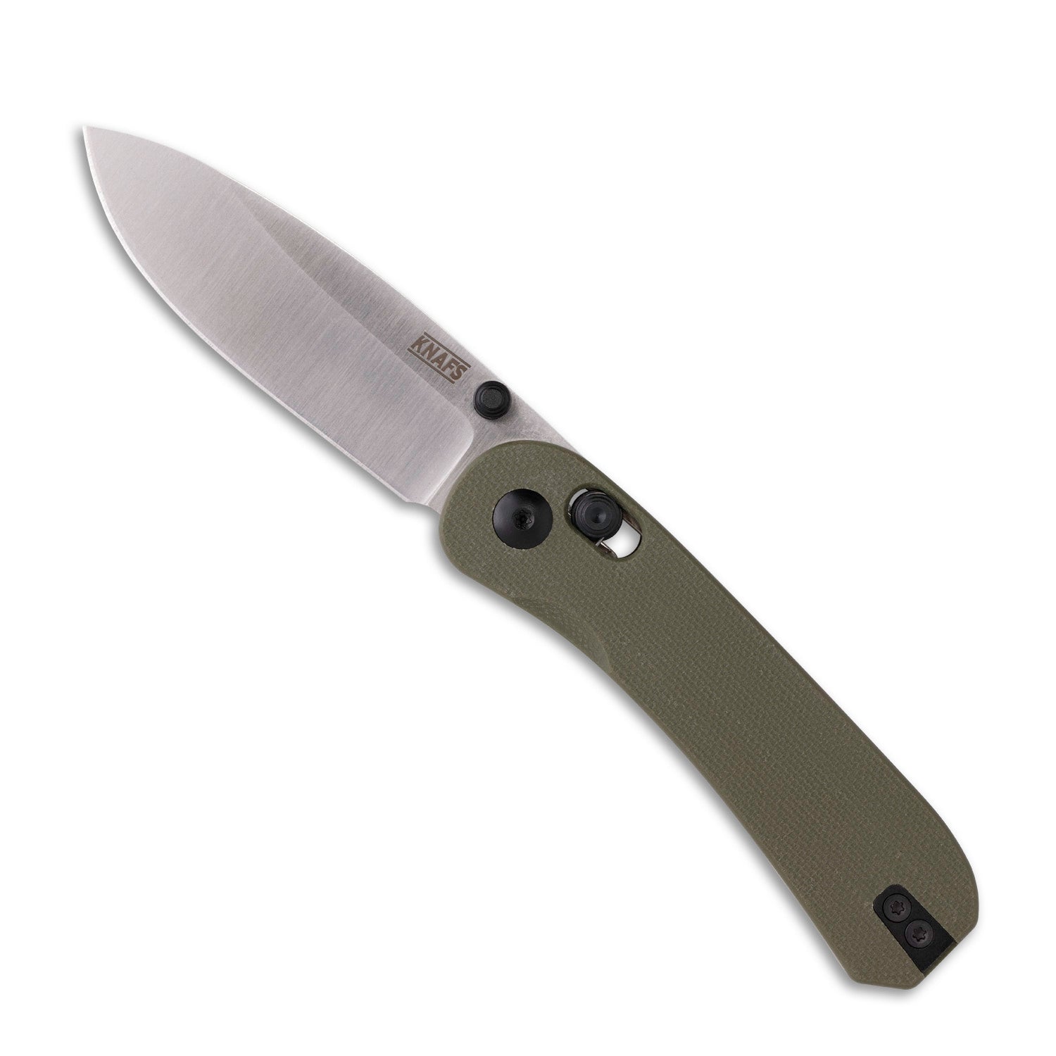 Lander 3 Pocket Knife - Flat G10 Scales - Pre-Built - Gray Stonewash - OD Green Handle 