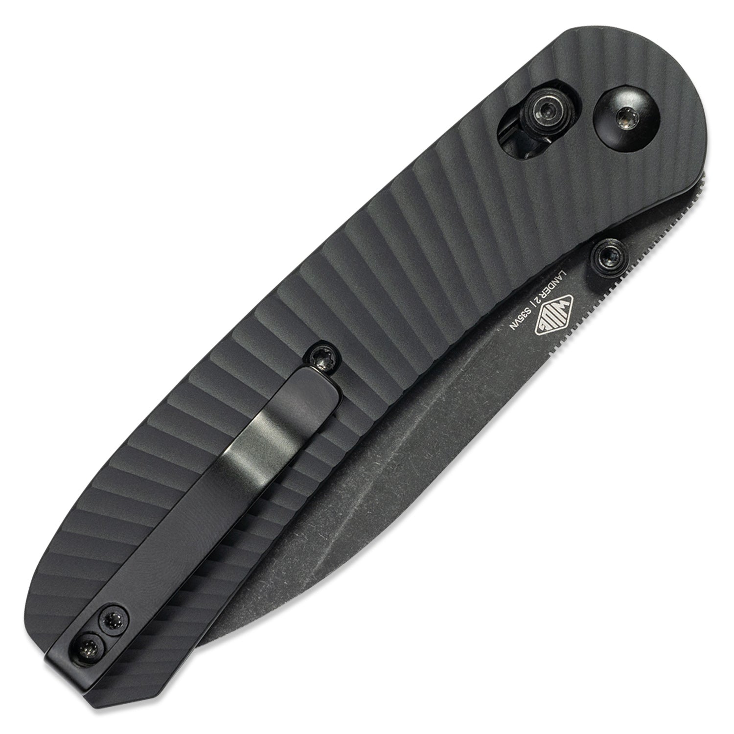 Lander 2 Knife Scales - Aluminum Solar Flare - Black - knife not included - on knife open back