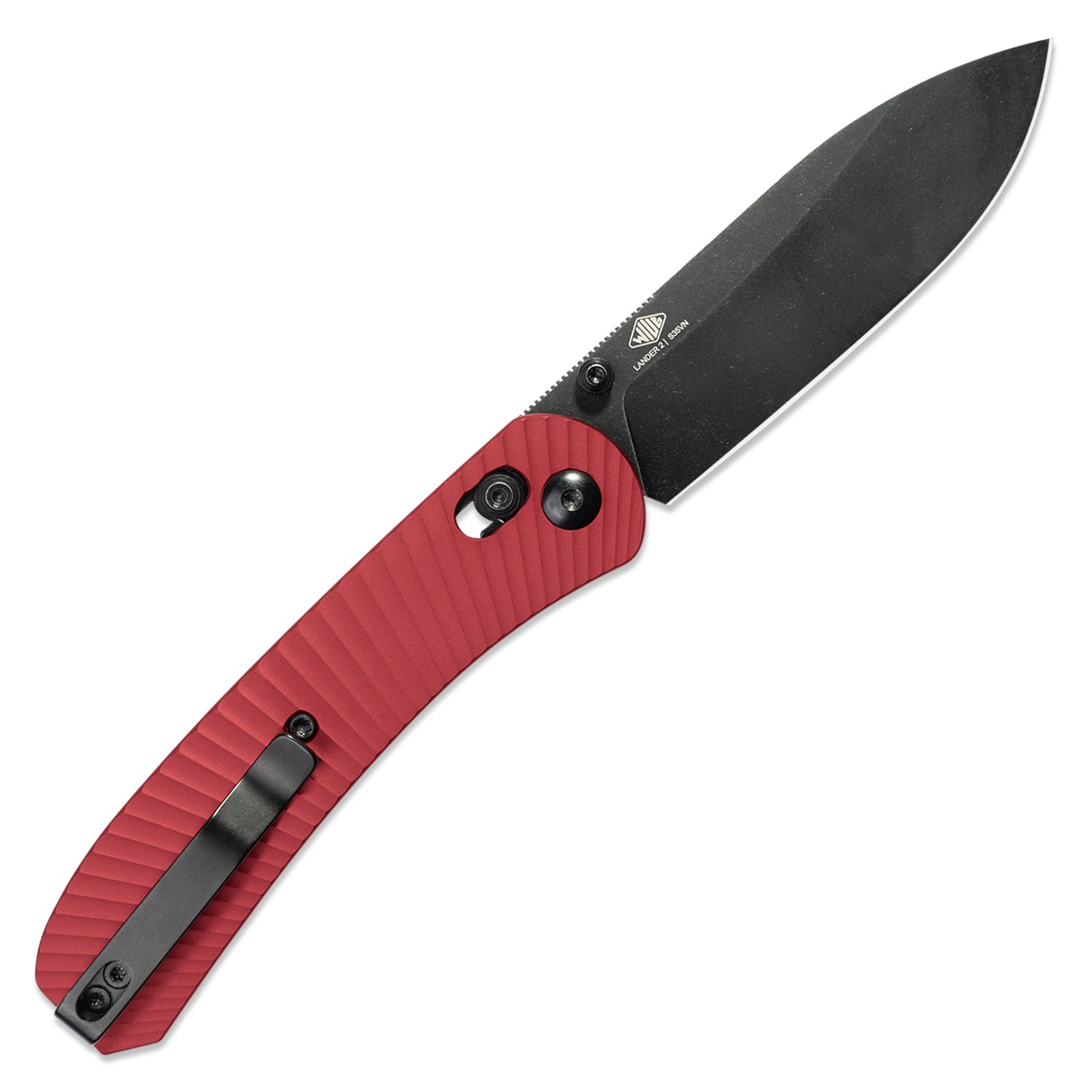 Lander 2 Knife Scales - Aluminum Solar Flare - Red