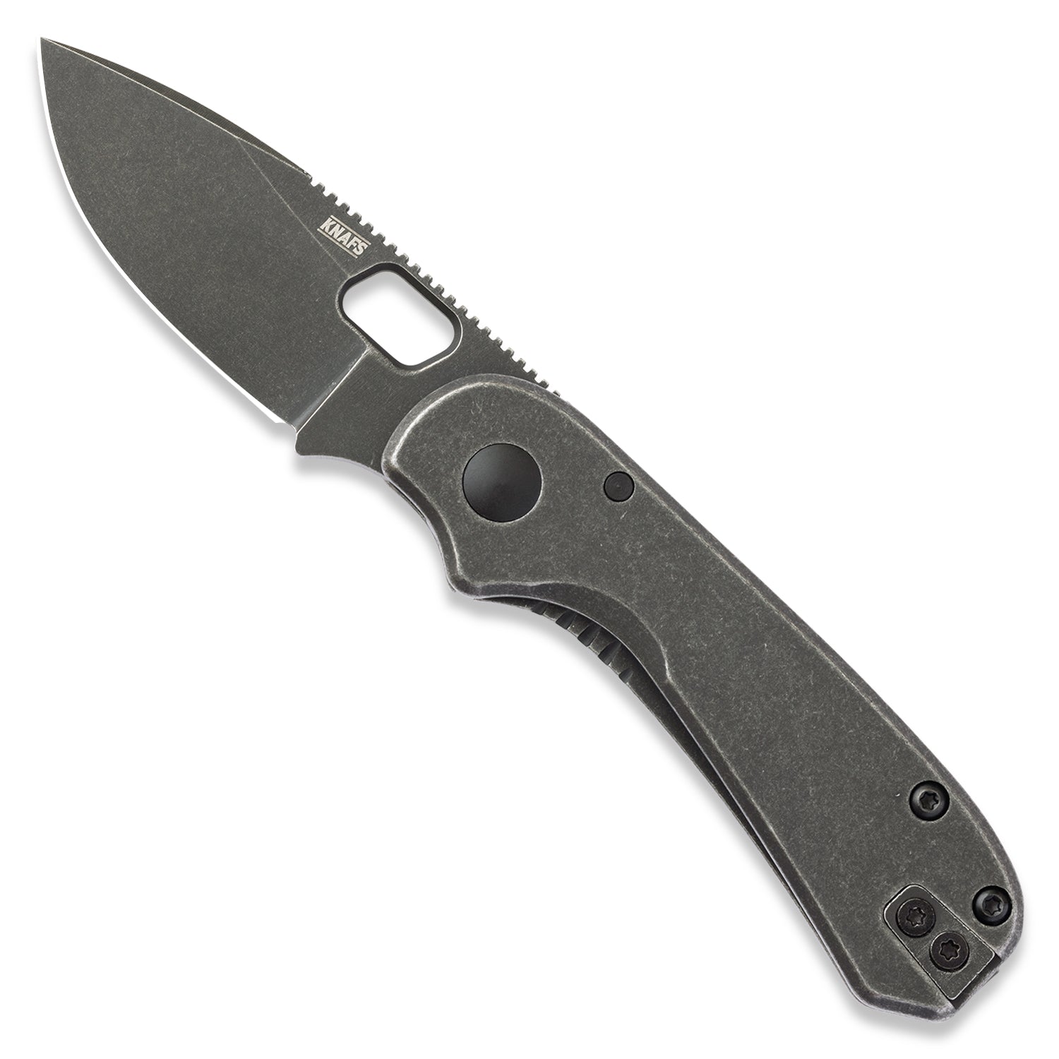 KNAFS-00325-Lander 5 Small EDC Pocket Knife Black Stonewash front open