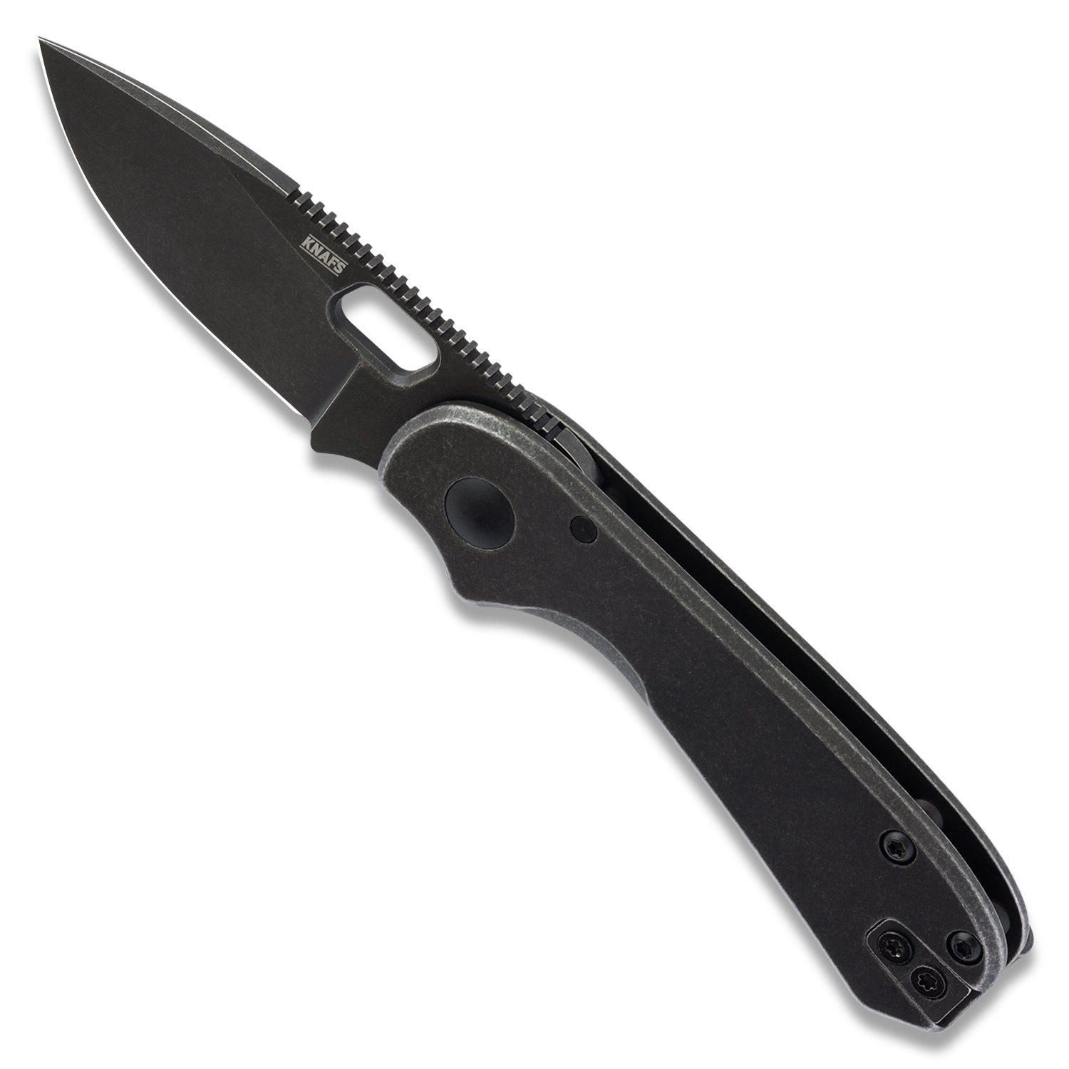 KNAFS-00325-Lander 5 Small EDC Pocket Knife Black Stonewash spine open