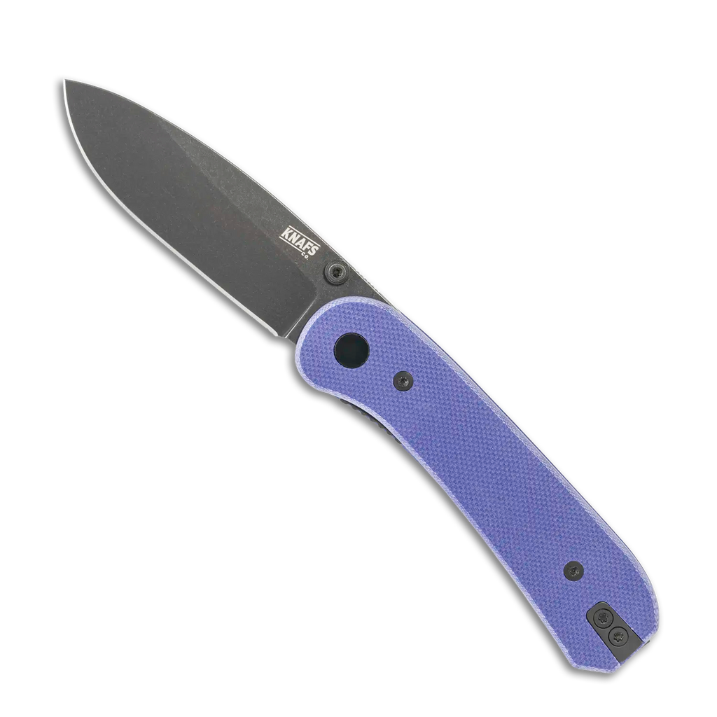 Lander 1 Pocket Knife - Black Stonewash Blade - Purple G10 Handles - Open Front