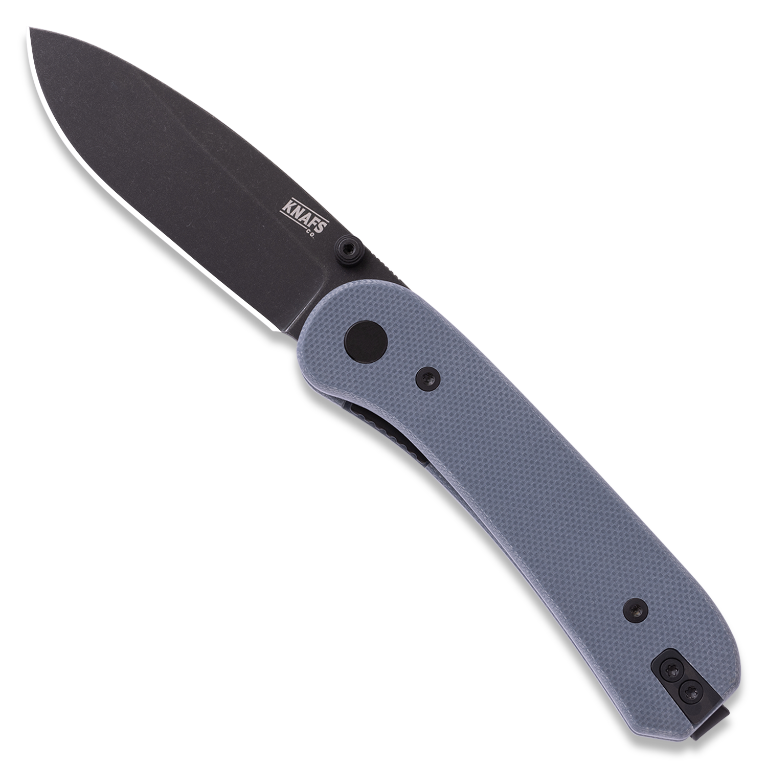 Lander 1 Pocket Knife - Flat G10 Scales - Pre-Built - open front Black Blade - Slate Handle