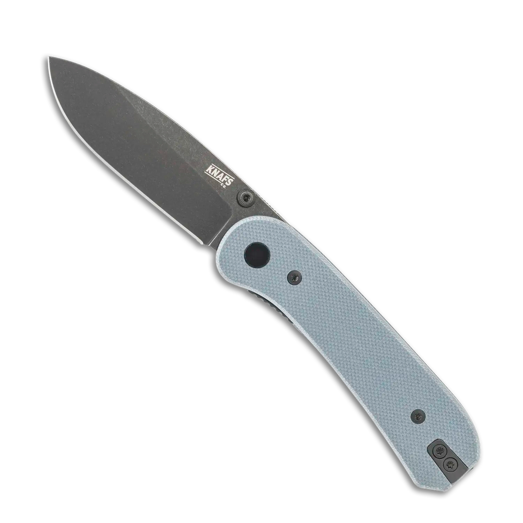 Lander 1 Pocket Knife - Black Stonewash Blade - Gray G10 Handles - Open Front