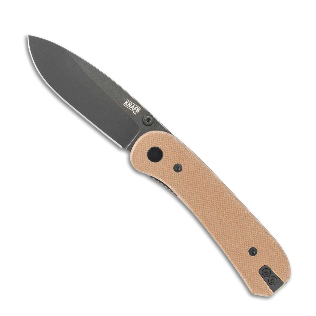 Lander 1 Pocket Knife - Black Stonewash Blade - Brown G10 Handles - Open Front