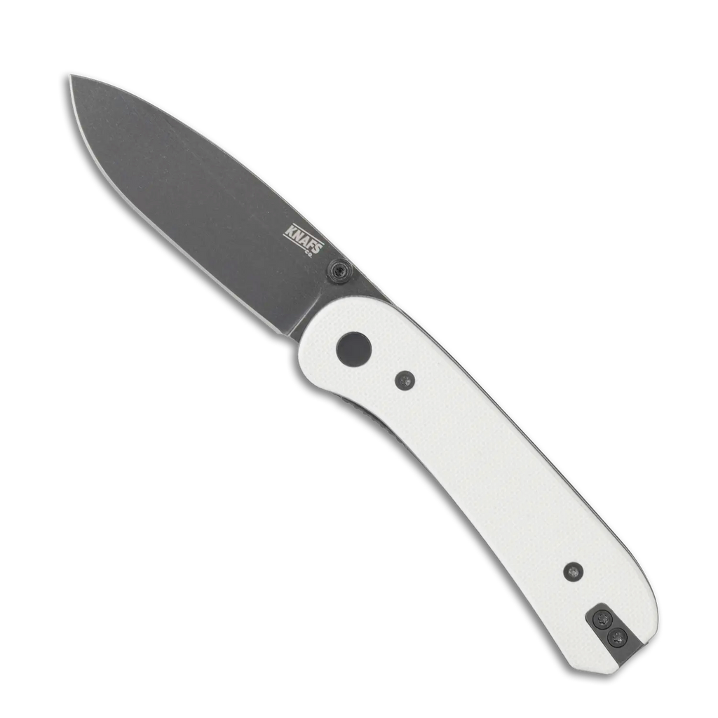 Lander 1 Pocket Knife - Black Stonewash Blade - Tuxedo G10 Handles - Open Front