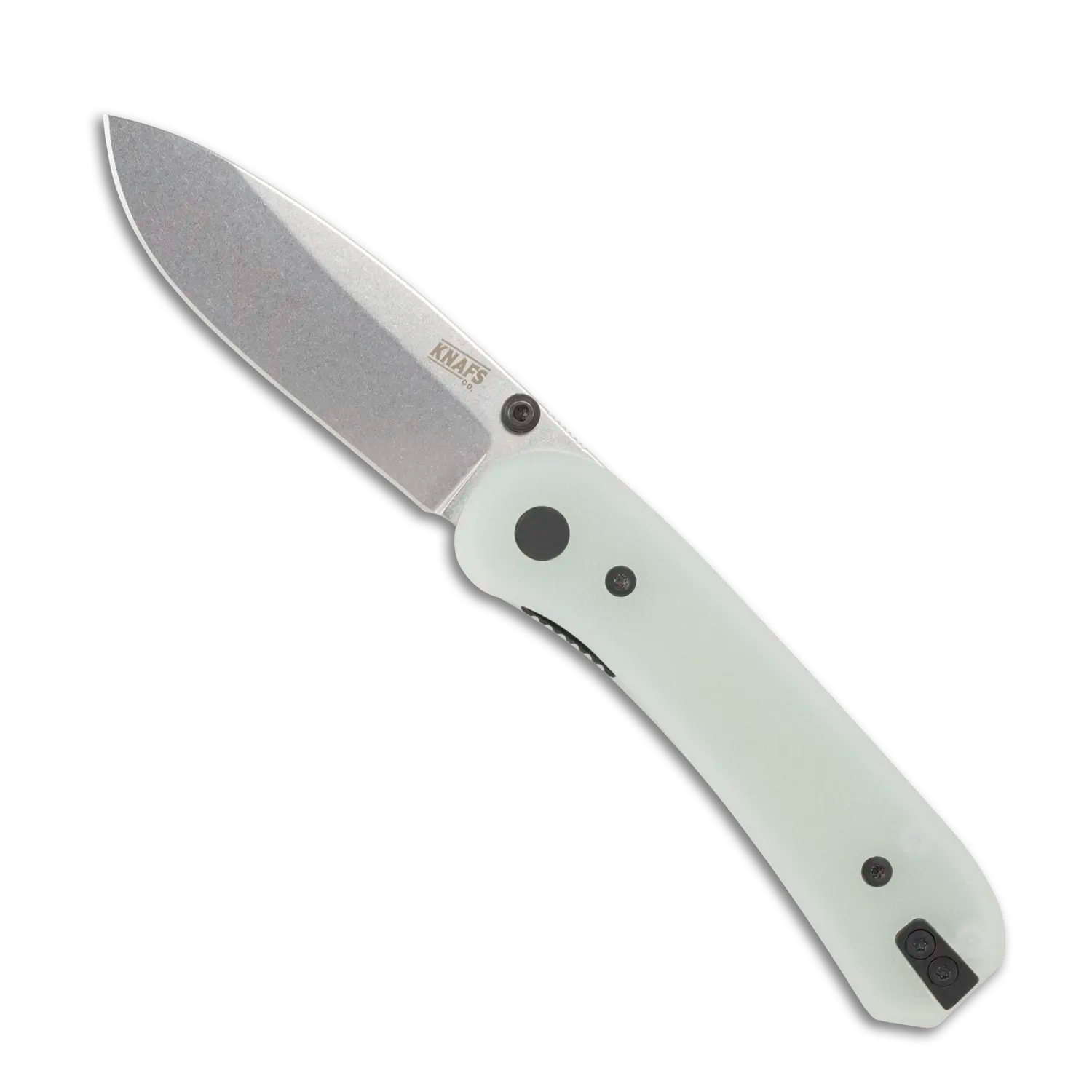 Lander 1 Pocket Knife - Gray Stonewash Blade - Natural G10 Handles - Open Front