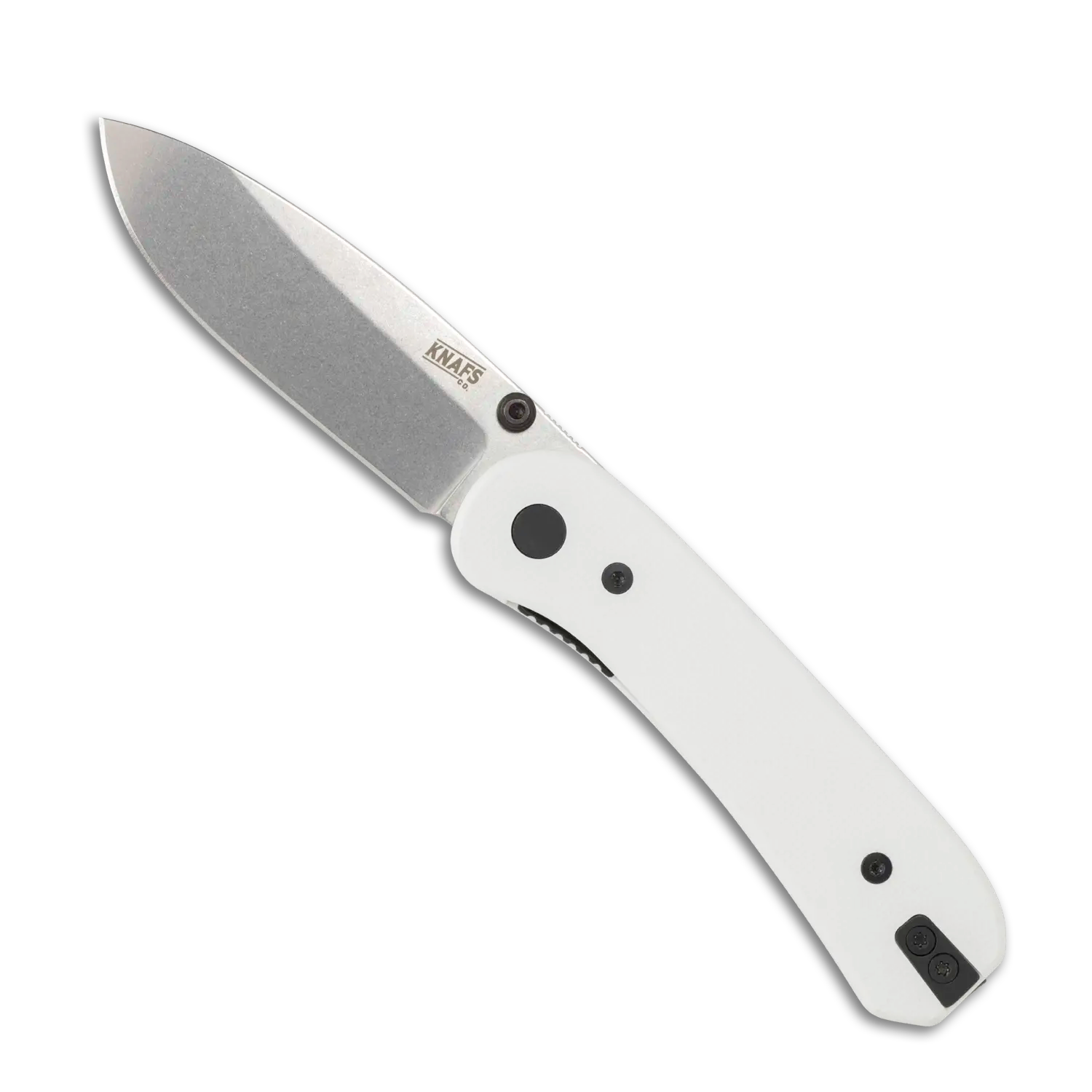 Lander 1 Pocket Knife - Gray Stonewash Blade - White G10 Handles - Open Front