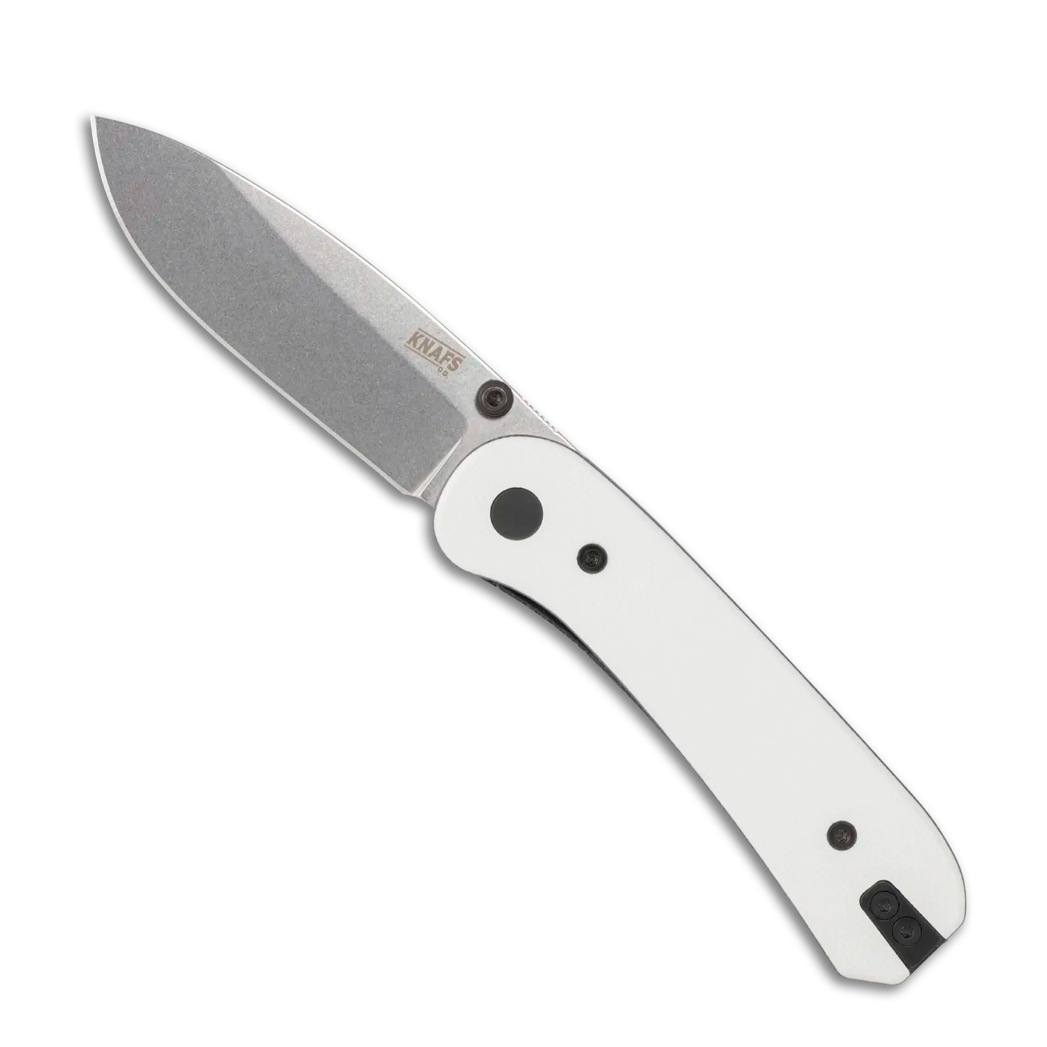 Lander 1 Pocket Knife - Gray Stonewash Blade - Tuxedo G10 Handles - Open Front