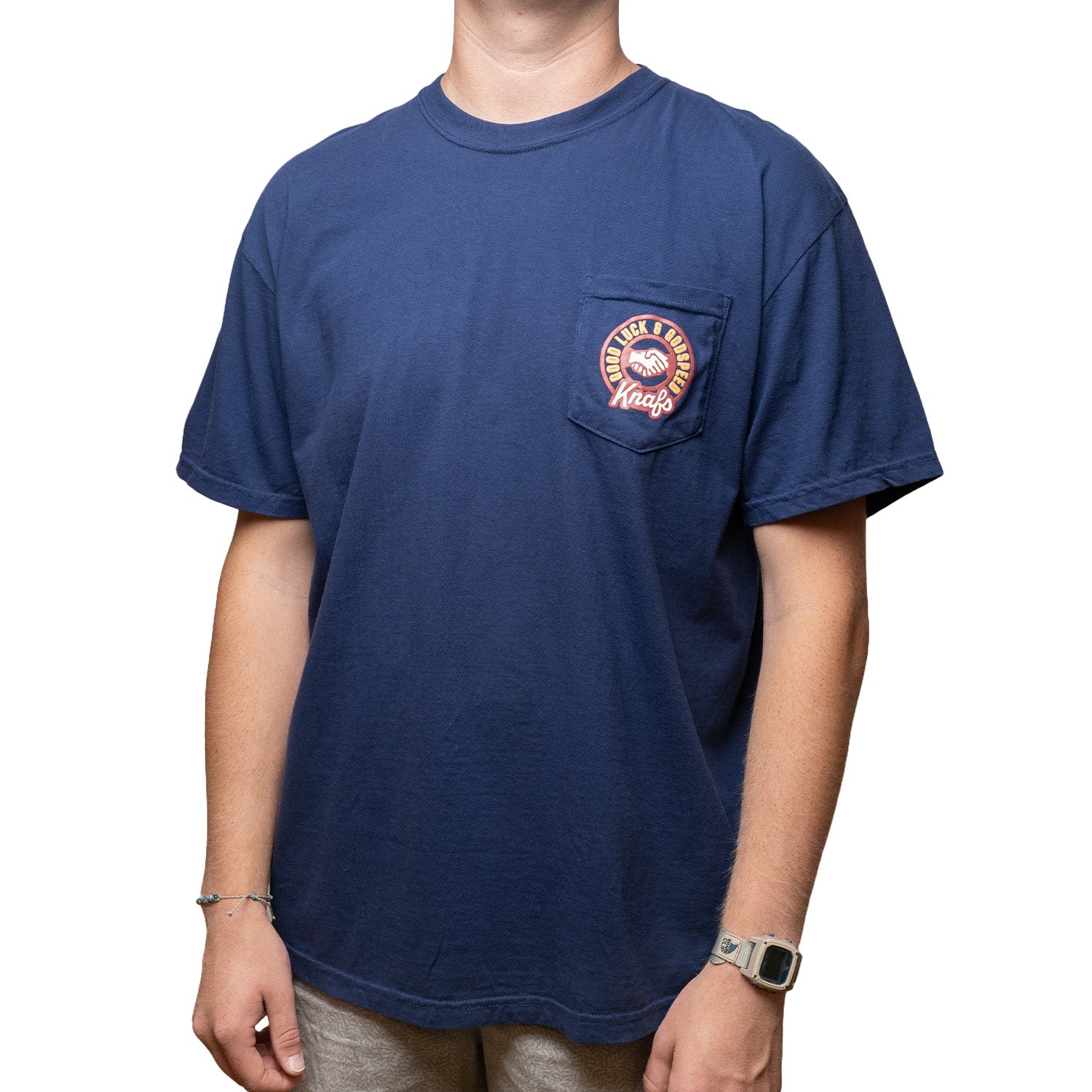 Knafs Pocket T-Shirt - Good Luck & Godspeed - Navy