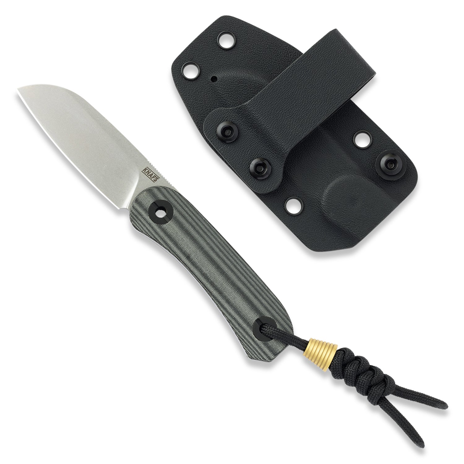 KNAFS-00432-Lander 4 Fixed Blade Knife Black Sheep-front with sheath