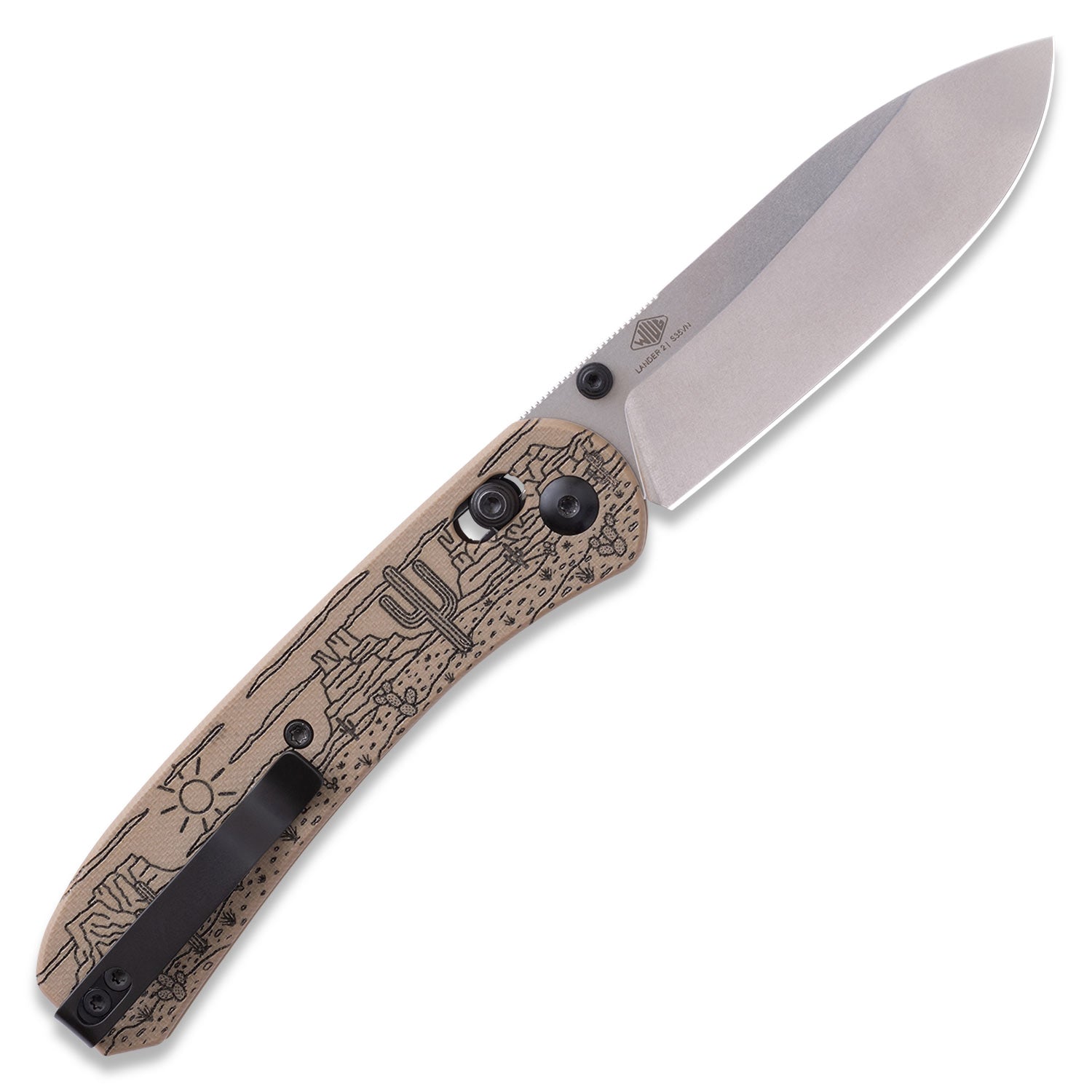 Lander 2 Pocket Knife - Pre-Built Desert Horizon G10 open back