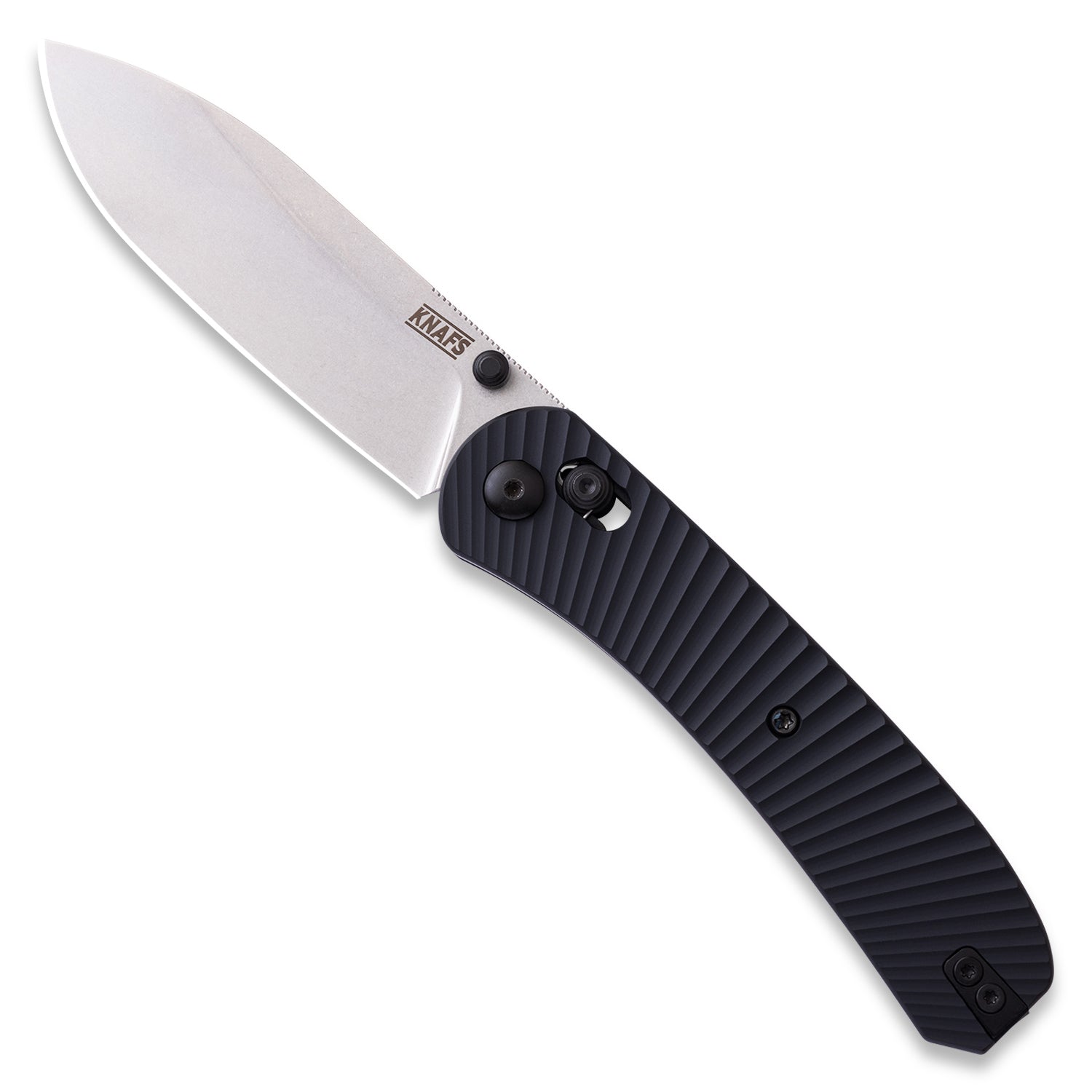 Lander 2 Pocket Knife - Solar Flare Aluminum Scales - Pre-built - Gray Stonewash - Black Scale Handle