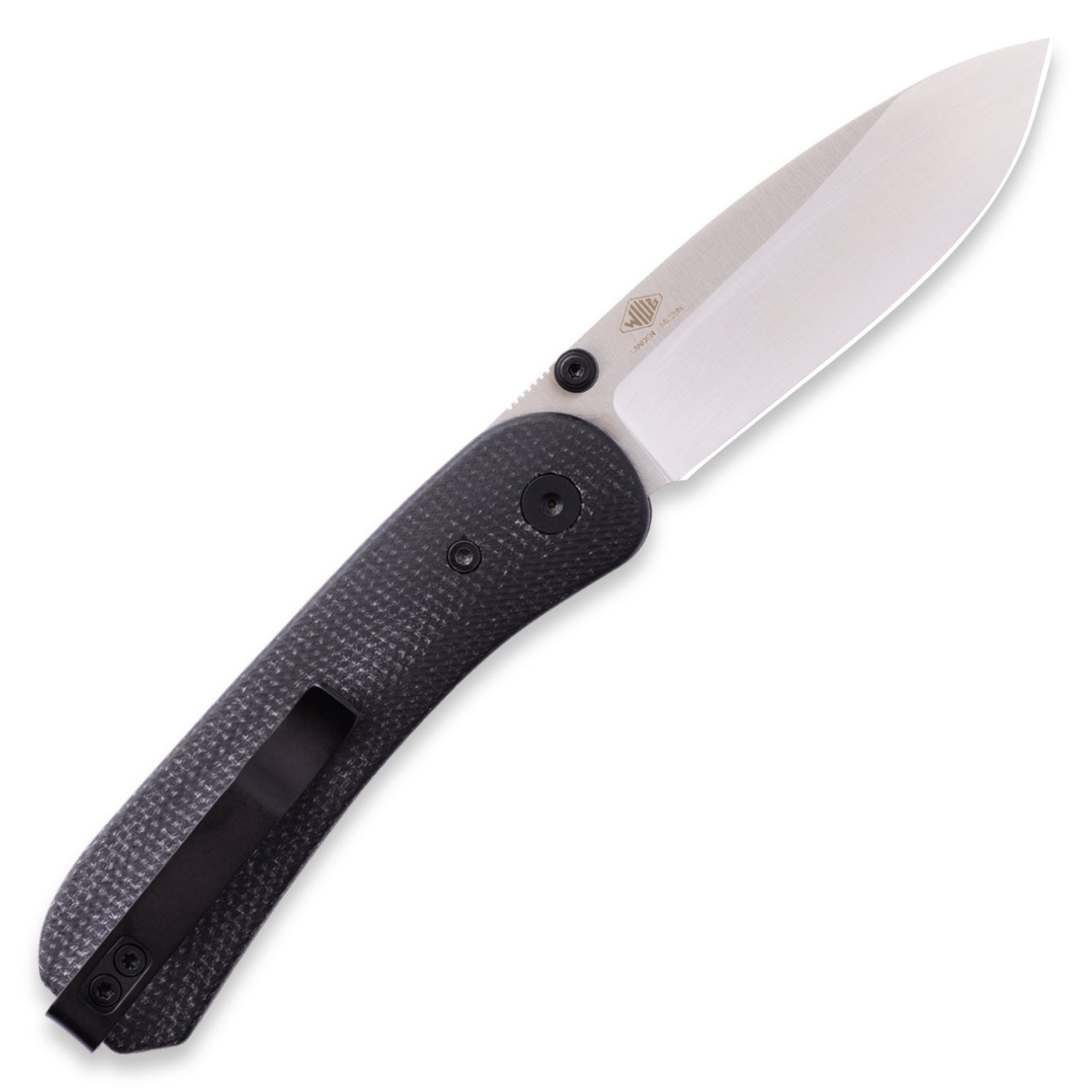 KNAFS-00532-Lander 1 Black Micarta Contoured Micarta back open