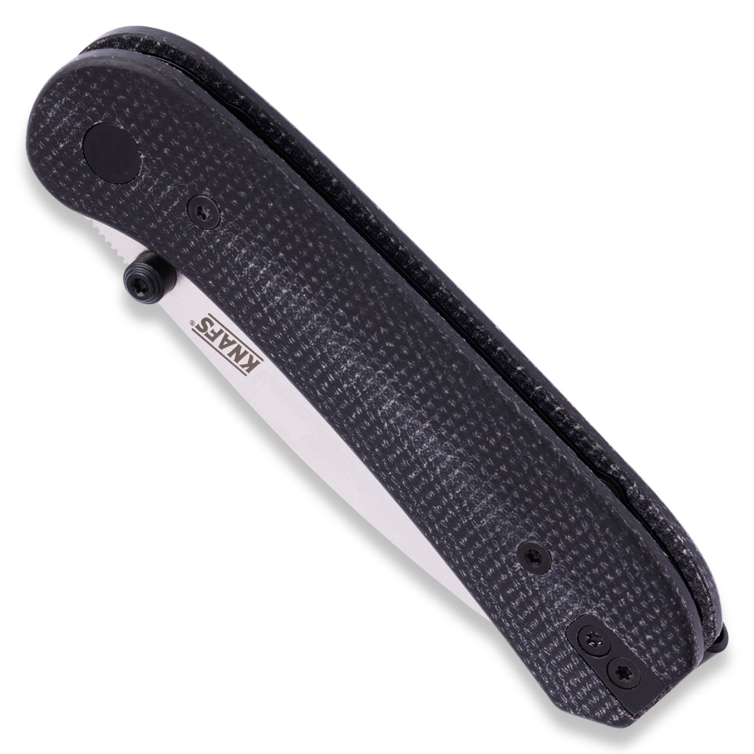 KNAFS-00532-Lander 1 Black Micarta Contoured Micarta closed angle