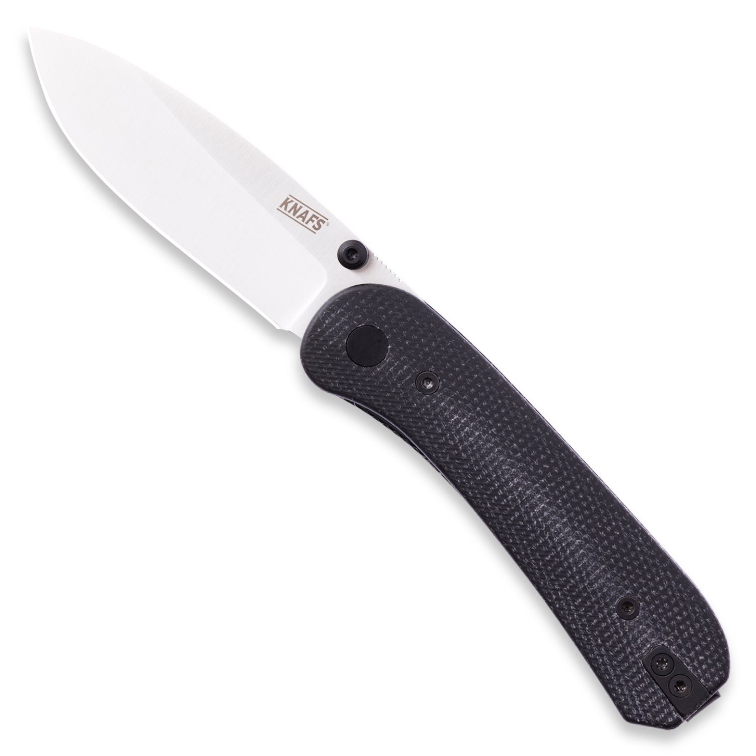 KNAFS-00532-Lander 1 Black Micarta Contoured Micarta front open