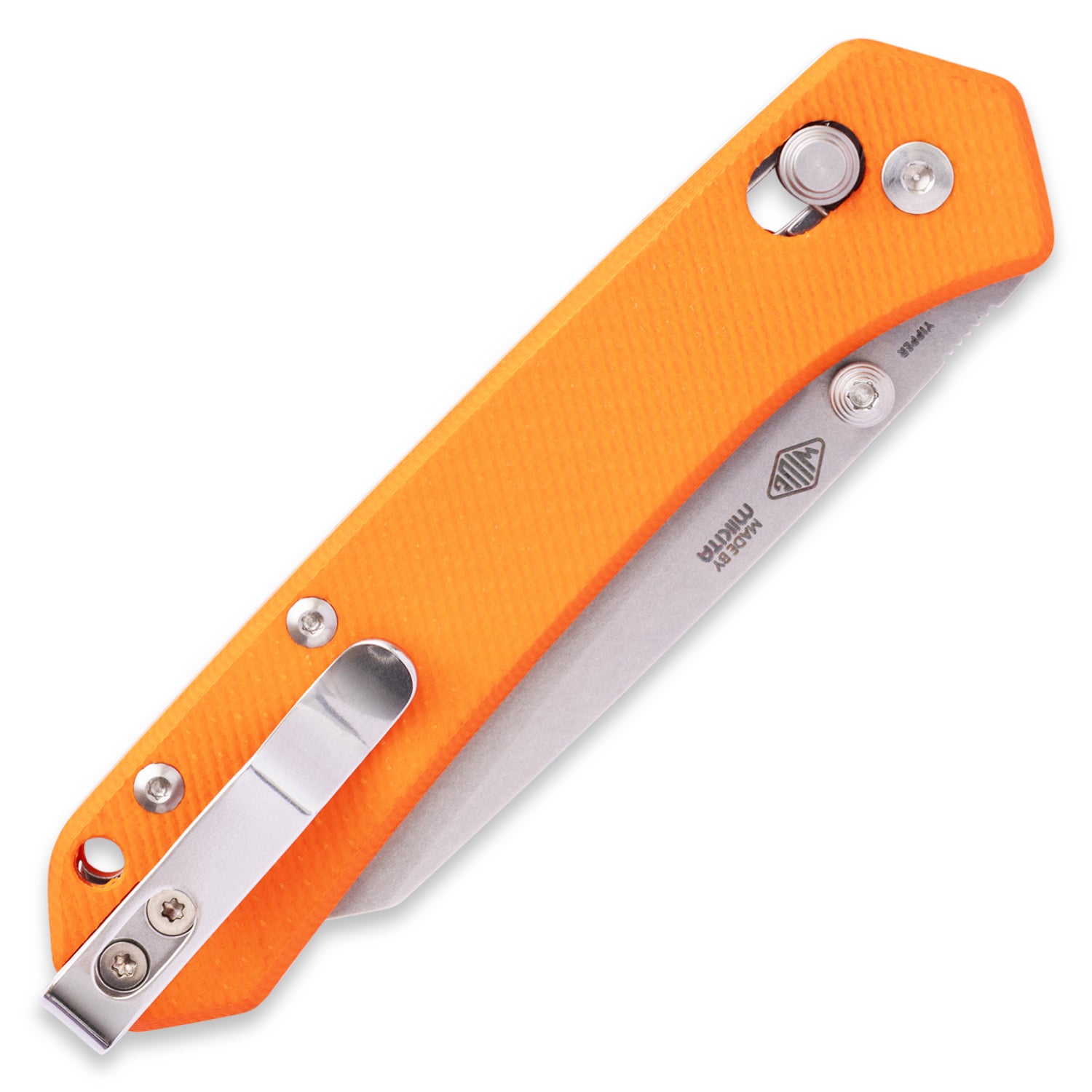 KNAFS-00543 Yipper Pocket Knife Orange G10 MagnaCut back closed