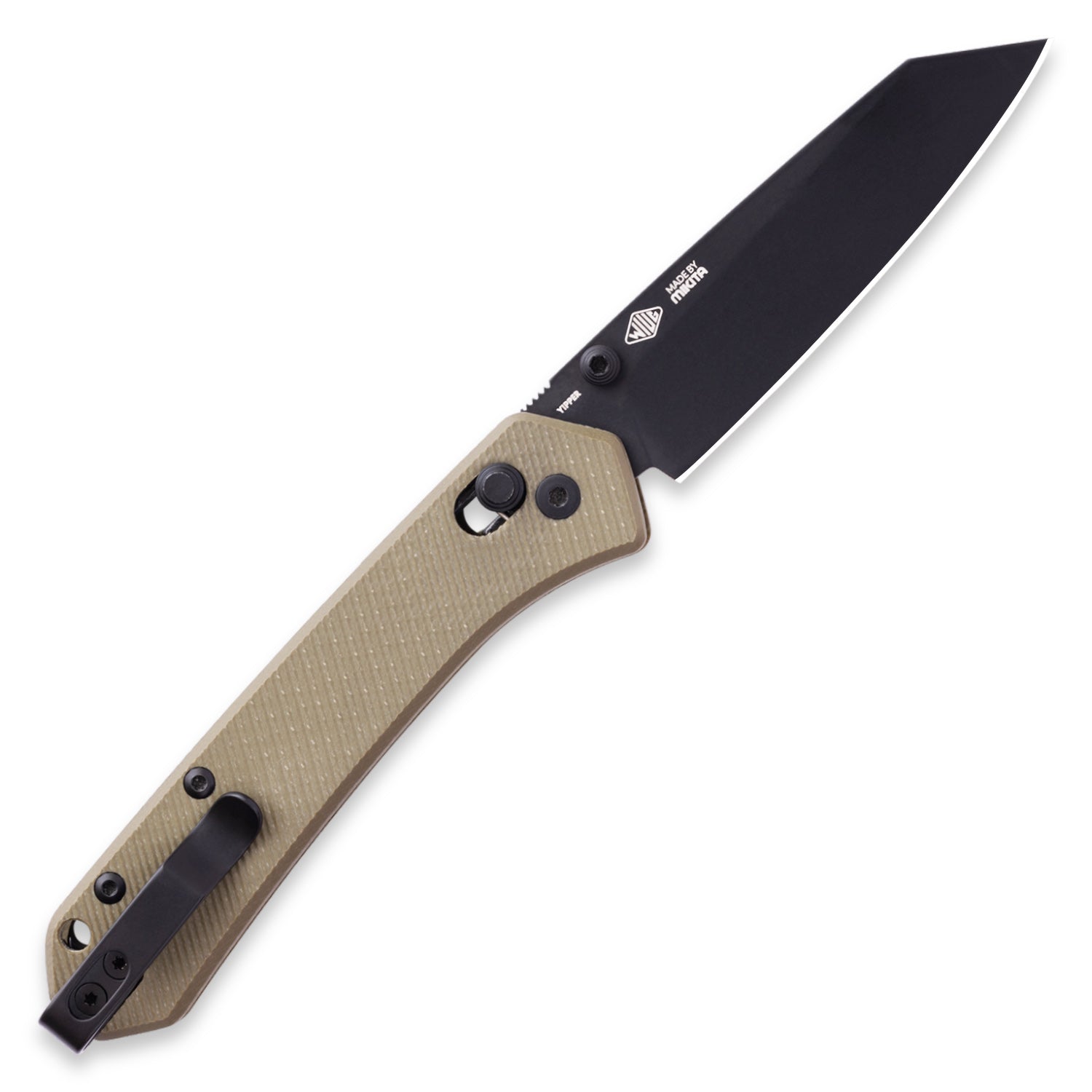 KNAFS-00544 Yipper Pocket Knife Green G10 MagnaCut back open