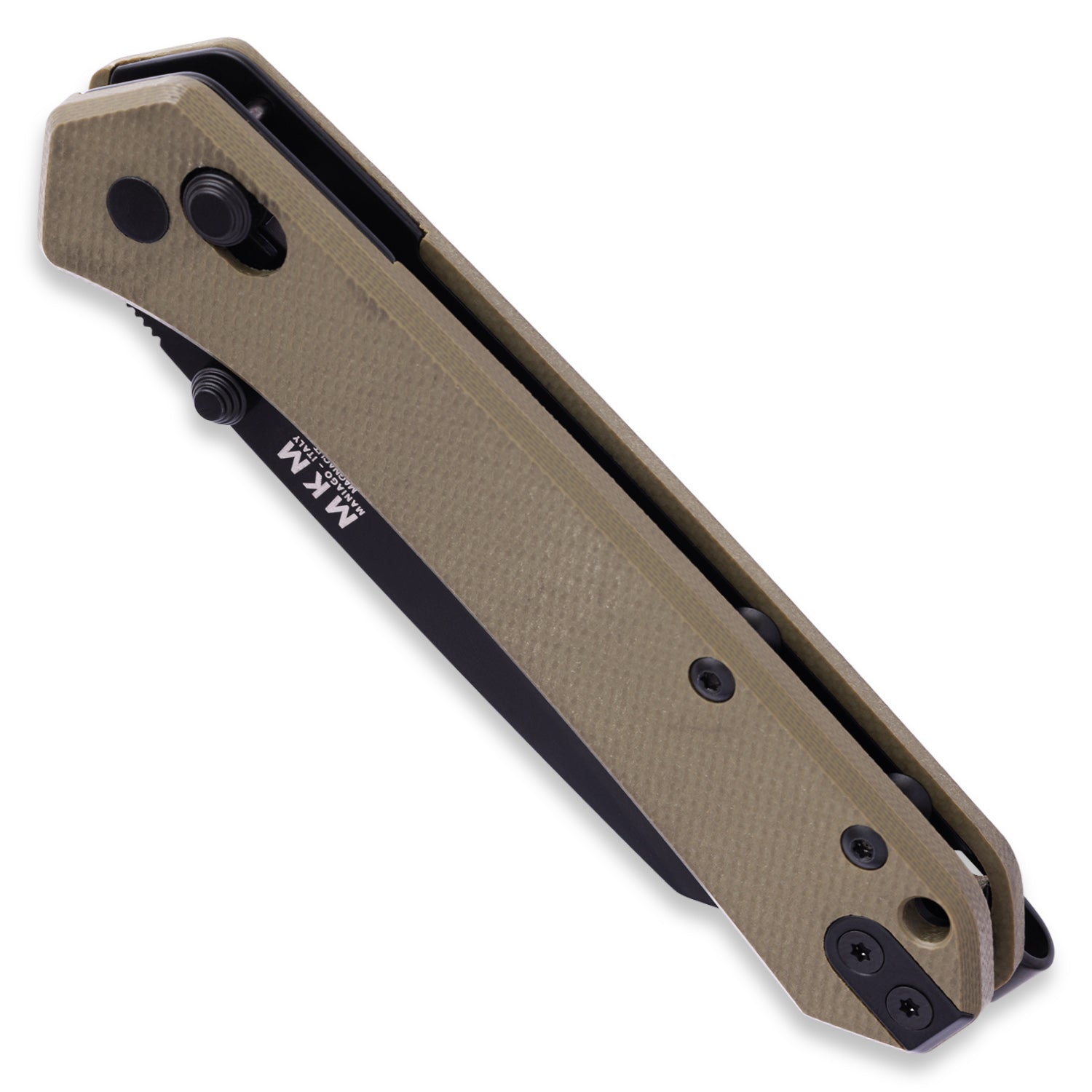 KNAFS-00544 Yipper Pocket Knife Green G10 MagnaCut front angle