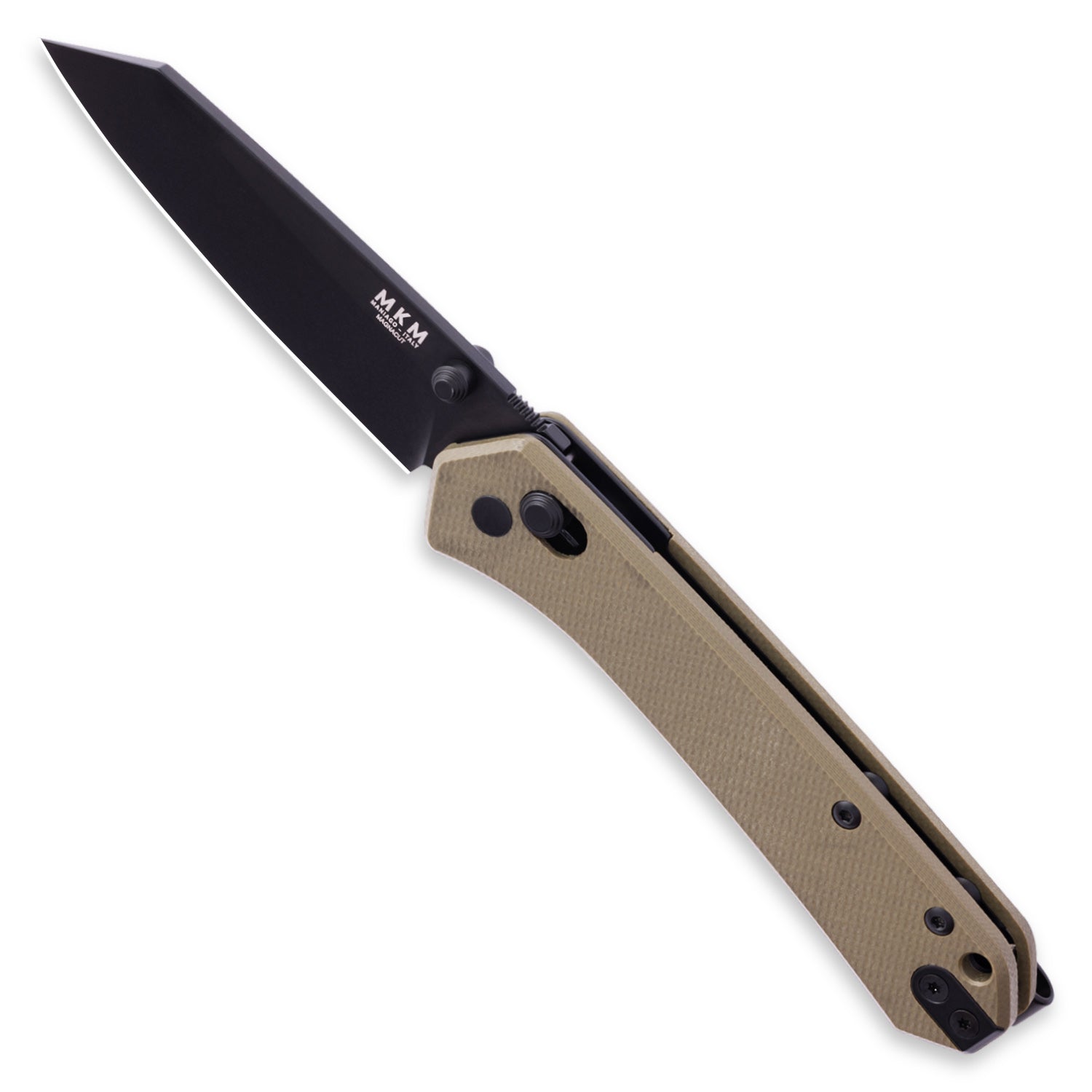 KNAFS-00544 Yipper Pocket Knife Green G10 MagnaCut front angle