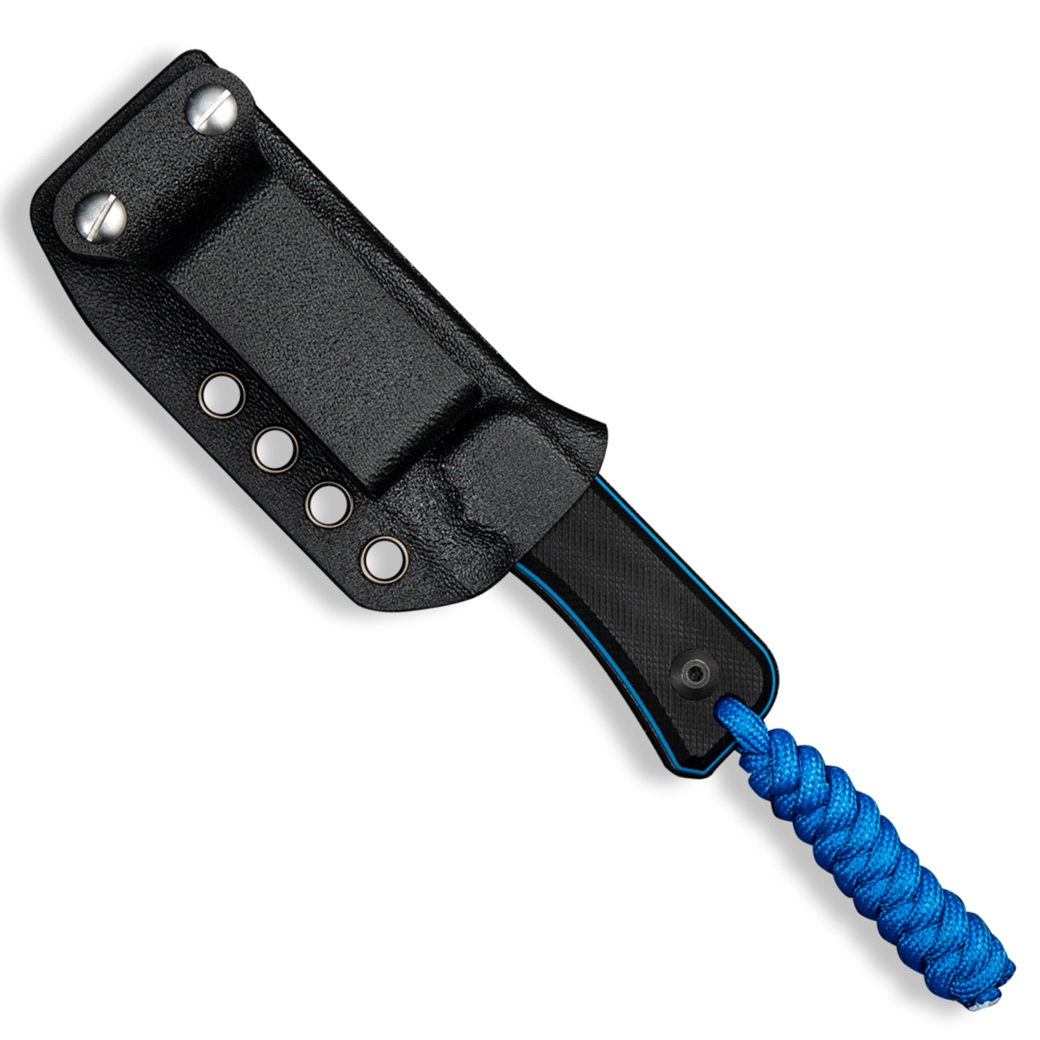 CIVIVI Baby Banter Fixed Blade Knife - Black/Blue G10 - Product On White - Front In Sheath