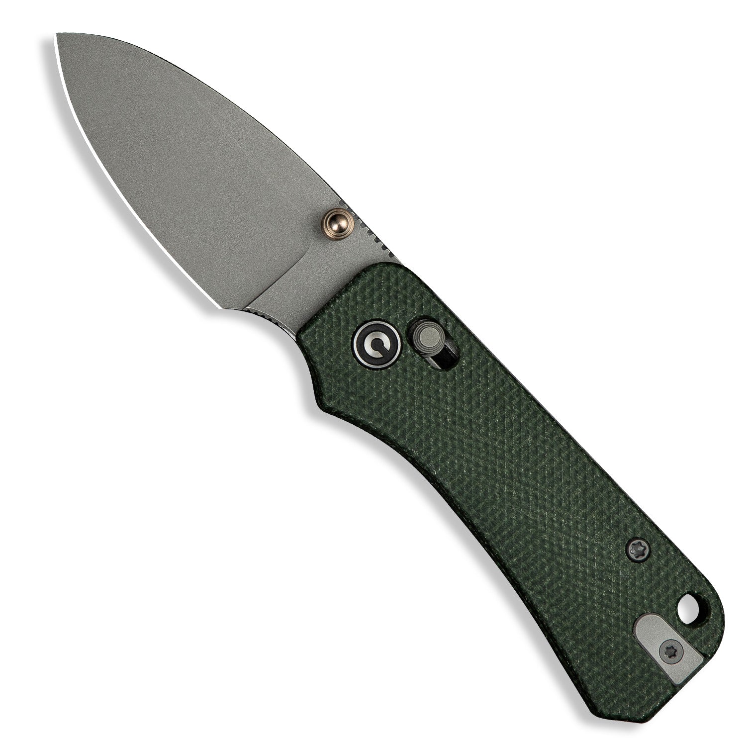 KNAFS-00579 Baby Banter 2 Green Micarta open front