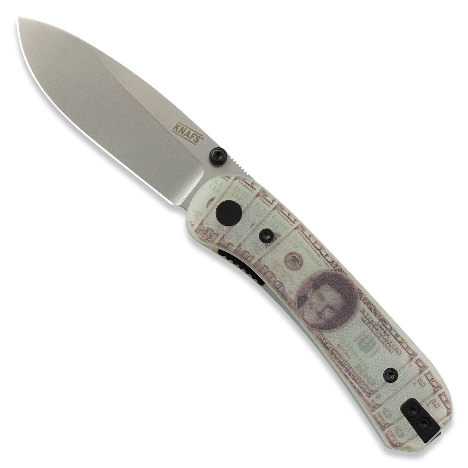 KNAFS-00589-Lander 1 Pocket Knife Benjamin's Benjamins Limited Edition-front-open