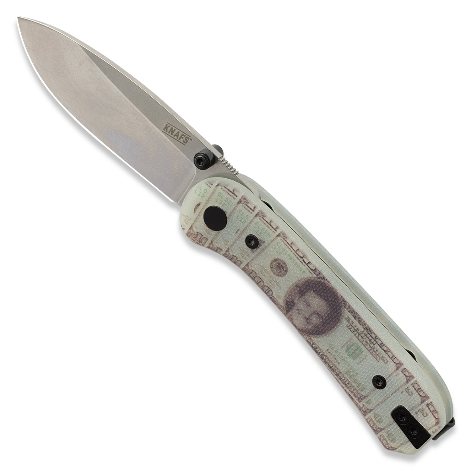 KNAFS-00589-Lander 1 Pocket Knife Benjamin's Benjamins Limited Edition-angle- open