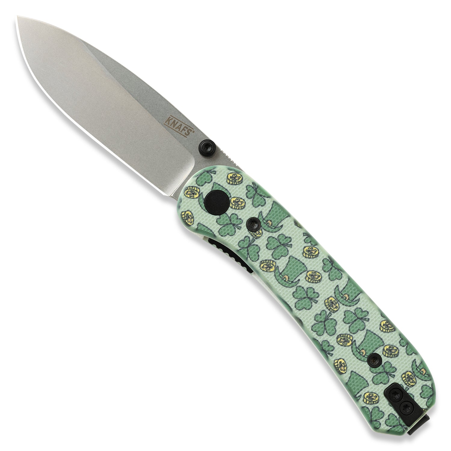 Lander 1 St. Patrick's Day Scales. On knife front.