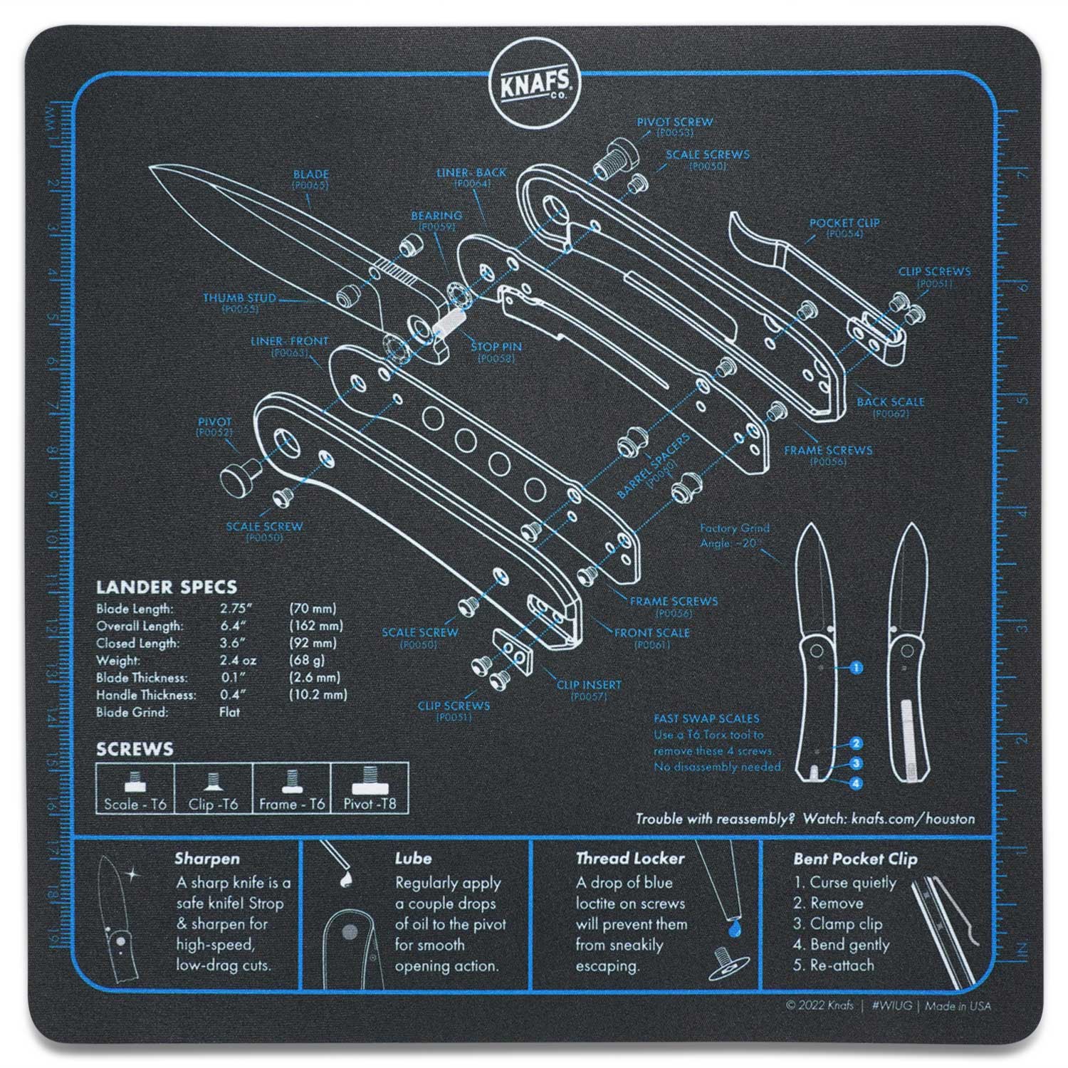 Lander Pocket Knife Shop Mat - Mouse Pad