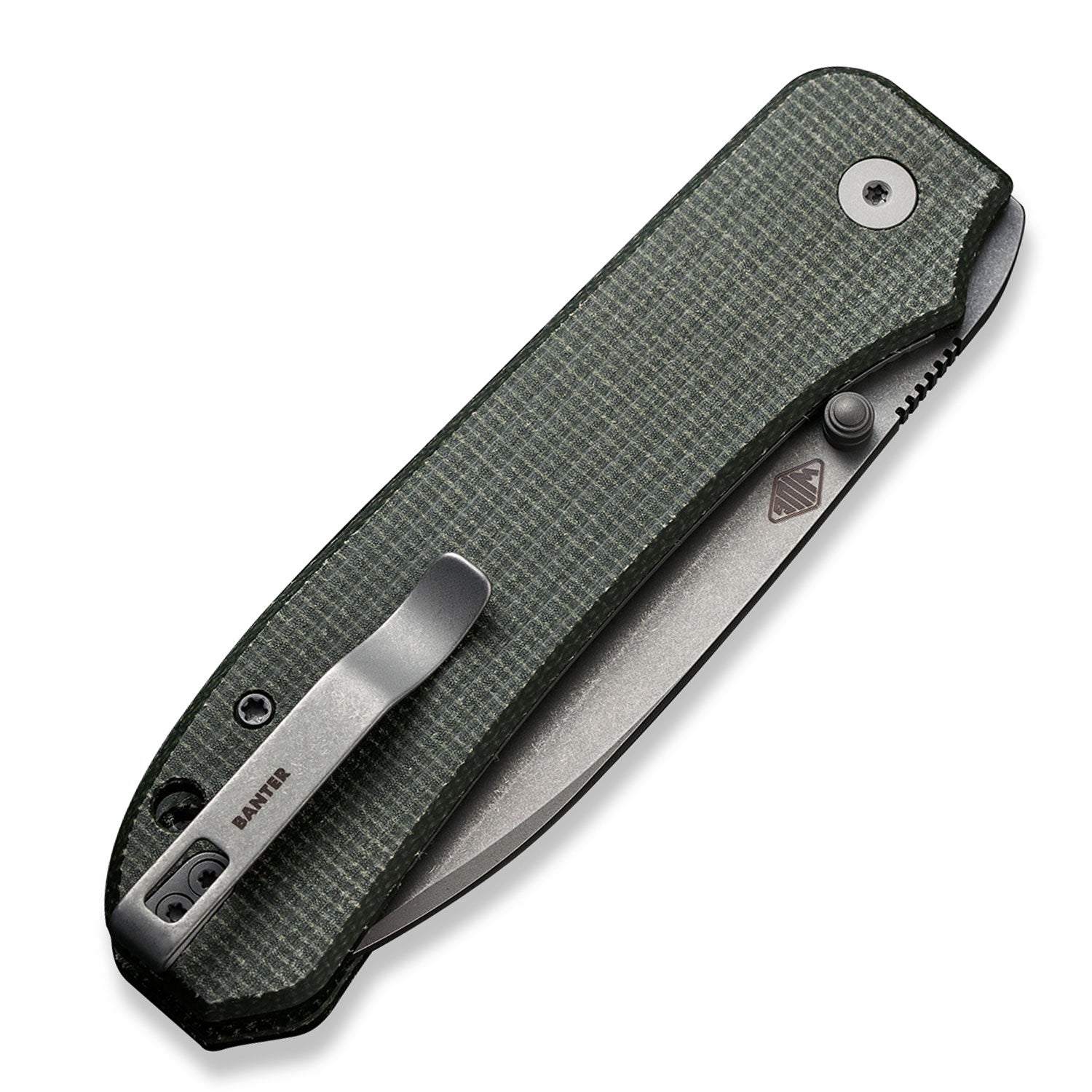 Big Banter Pocket Knife - Green Micarta - 20 CV - Back Close