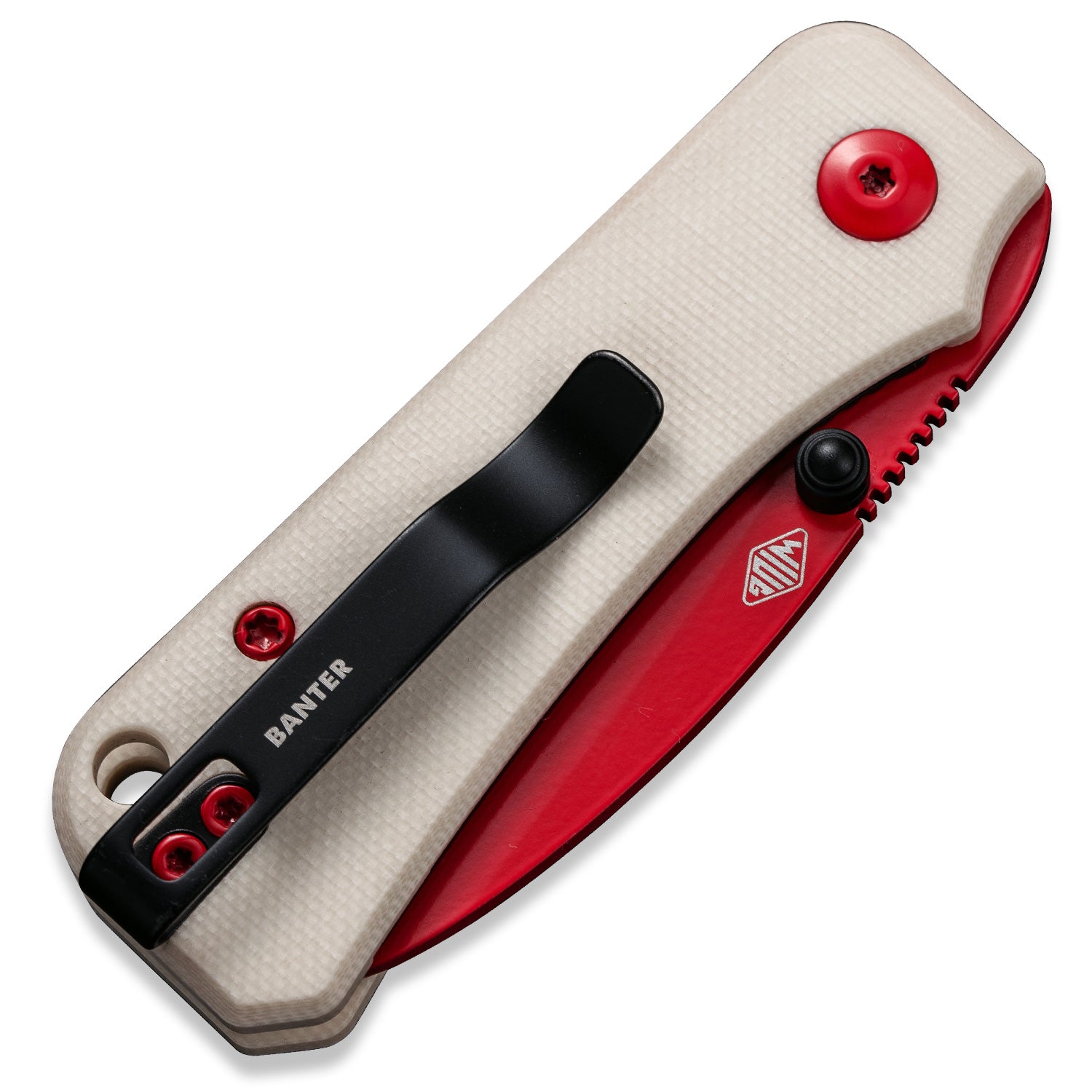 Baby Banter Pocket Knife - Ivory G10 - Red Nitro V - Back Close