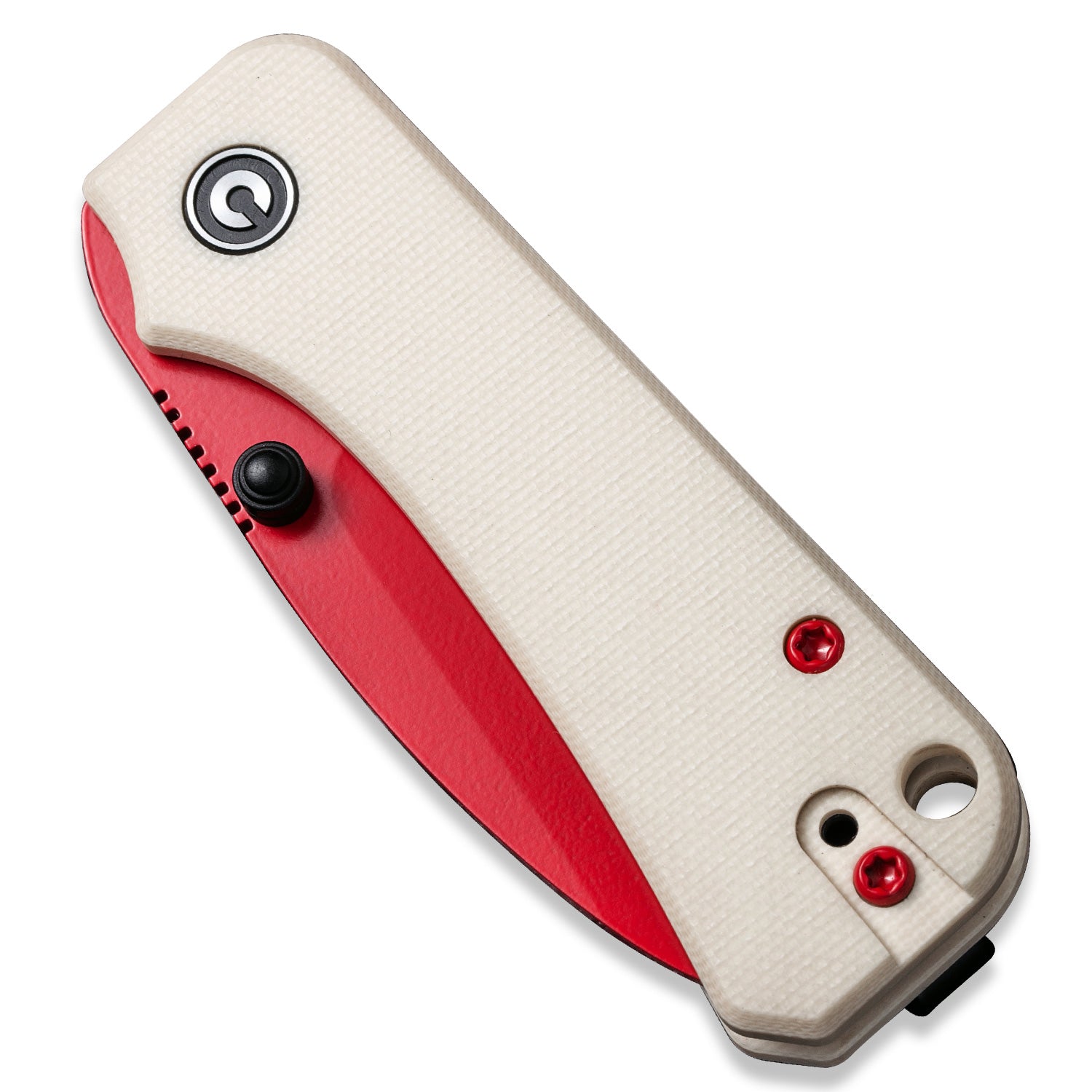 Baby Banter Pocket Knife - Ivory G10 - Red Nitro V - Front Close